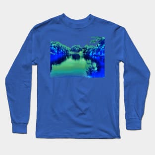 Fantasy Majestic Pond and Fountain in the Middle of Loose Park Long Sleeve T-Shirt